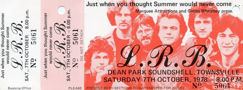 Ticket for Townsville, Queensland show on October 7, 1978.