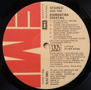 Diamantina Cocktail Australian Album Label Side 2