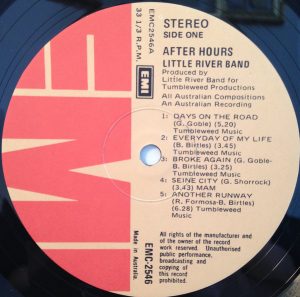 After Hours Album label side 1