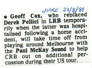 Geoff Cox US Tour