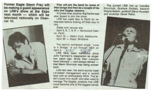 LRB Australian Tour, Glenn Frey & World Expo