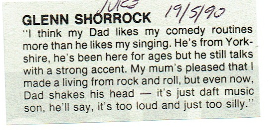 Glenn Shorrock's Father & His Thoughts On Rock Music
