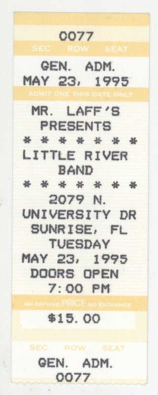 LITTLE RIVER BAND 5/23/95 Sunrise FL Concert Ticket