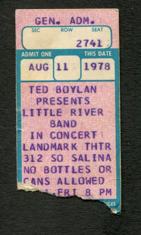 LRB Ticket 11/8/1978 - Landmark Theatre, Syracuse, NY