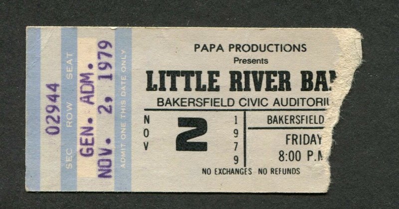 LRB Ticket 2/11/79 - Civic Auditorium, Bakersfield, CA