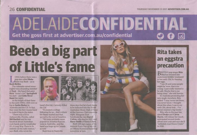 Beeb Birtles Adelaide Advertiser Interview