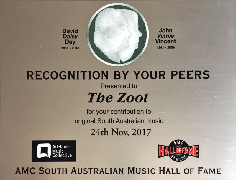 Zoot - SA Music Hall Of Fame Award