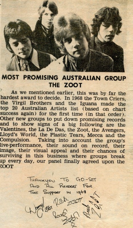 Zoot - 1968 Most Promising Australian Group