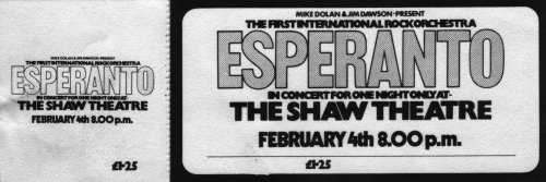 Esperanto At The Shaw Theatre Feb 4 1973