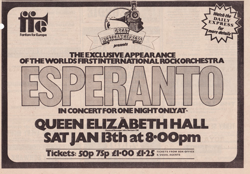 Esperanto - Queen Elizabeth Hall Jan 13th 1973