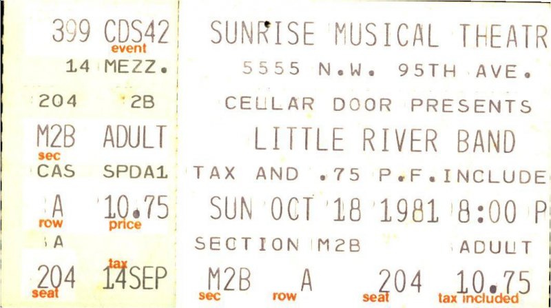 Sunrise Musical Theatre, Florida Ticket