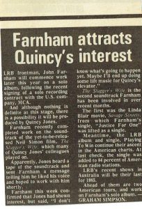 Qunicy Jones Interested In Little River Band's John Farnham
