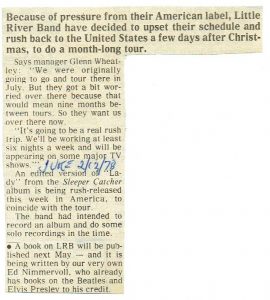 Little River Band's Rushed Trip To America