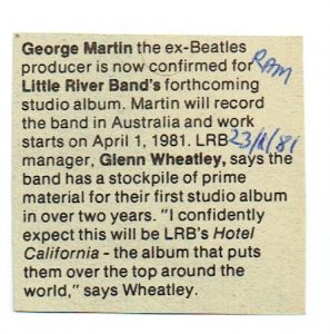 George Martin & Little River Band's New Album