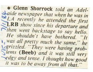 Glenn Shorrock Visits Little River Band