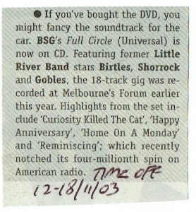 BSG Full Circle Now On CD