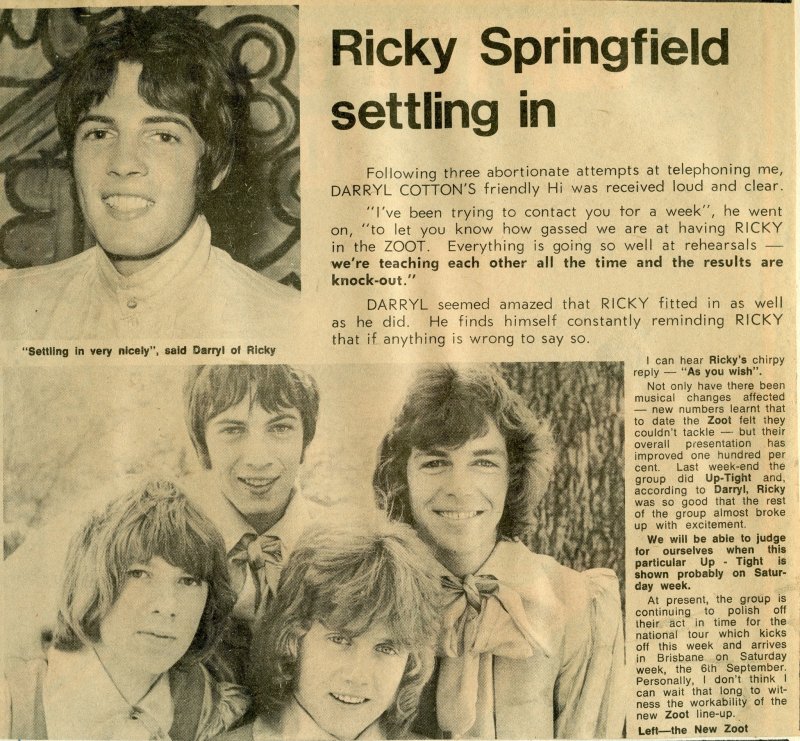 Rick Springfield Settling In Zoot