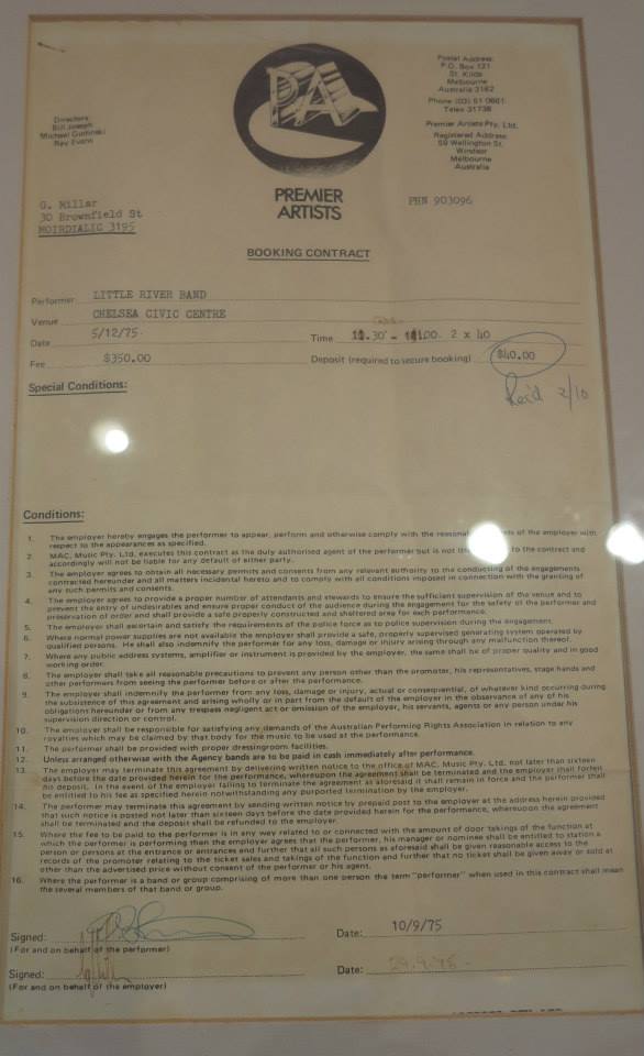 Little River Band Premier Artists Contract