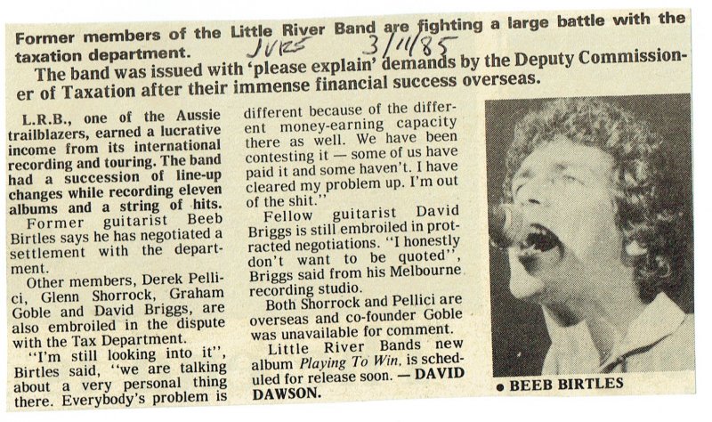 Little River Band's Tax Problems