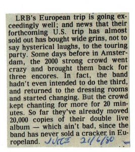 Little River Band's European Tour Going Exceedingly Well