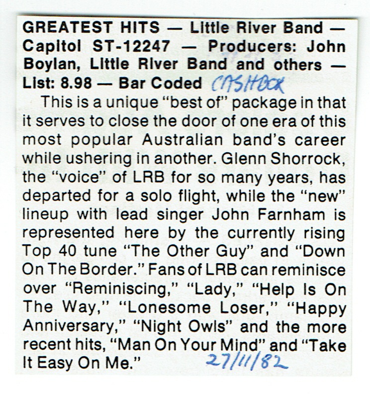 Greatest Hits Cashbox Review